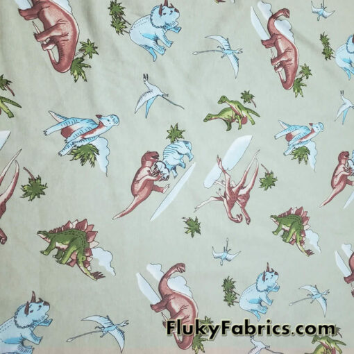Dino Delight Cotton Rib Fabric – Perfect for Apparel, Pajamas, and More