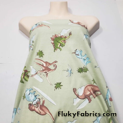 Dino Delight Cotton Rib Fabric – Perfect for Apparel, Pajamas, and More