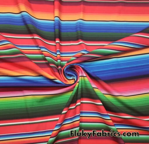 Colorful Mexican Sarape Stripes Print 4 Way Stretch Opaque Swimwear Nylon Spandex Fabric