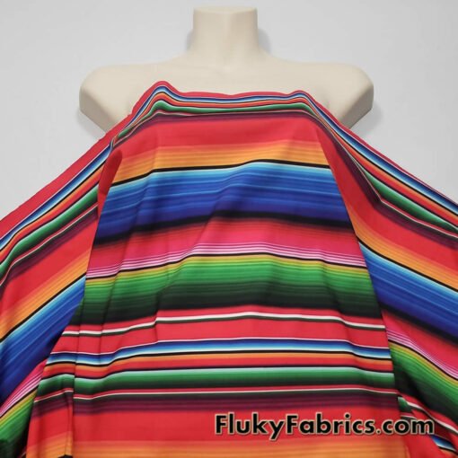 Colorful Mexican Sarape Stripes Print 4 Way Stretch Opaque Swimwear Nylon Spandex Fabric