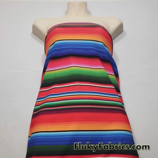 Colorful Mexican Sarape Stripes Print 4 Way Stretch Opaque Swimwear Nylon Spandex Fabric