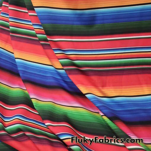 Colorful Mexican Sarape Stripes Print 4 Way Stretch Opaque Swimwear Nylon Spandex Fabric