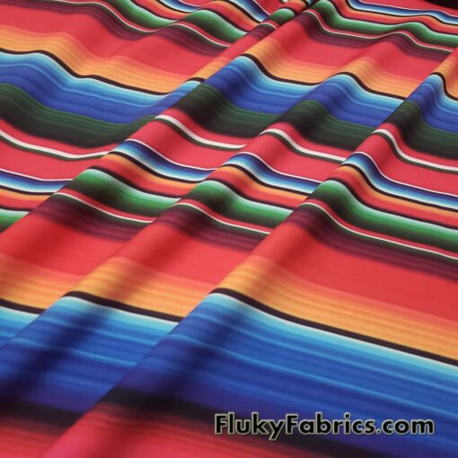 Colorful Mexican Sarape Stripes Print 4 Way Stretch Opaque Swimwear Nylon Spandex Fabric
