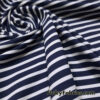 Mini Stripe Print Nylon Spandex Fabric – White and Dark Navy
