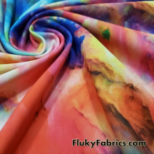 Multicolor Chalk Dust Explosion / Heavenly Mystical Clouds Nylon Spandex Fabric