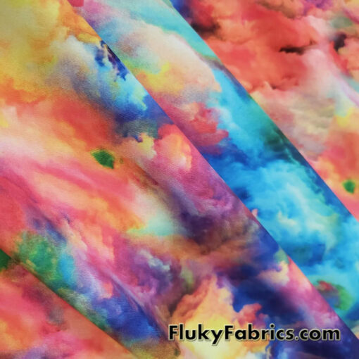 Multicolor Chalk Dust Explosion / Heavenly Mystical Clouds Nylon Spandex Fabric