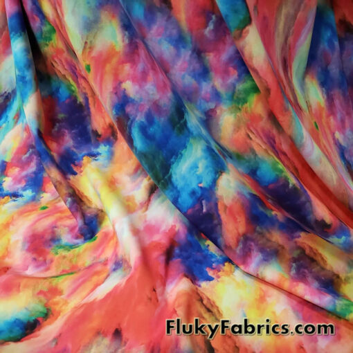 Multicolor Chalk Dust Explosion / Heavenly Mystical Clouds Nylon Spandex Fabric