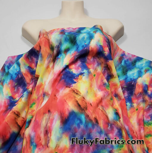 Multicolor Chalk Dust Explosion / Heavenly Mystical Clouds Nylon Spandex Fabric