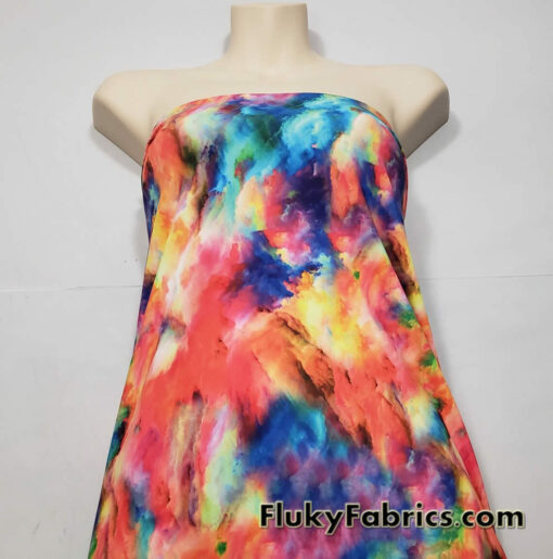 Multicolor Chalk Dust Explosion / Heavenly Mystical Clouds Nylon Spandex Fabric