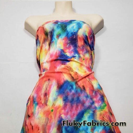 Multicolor Chalk Dust Explosion / Heavenly Mystical Clouds Nylon Spandex Fabric