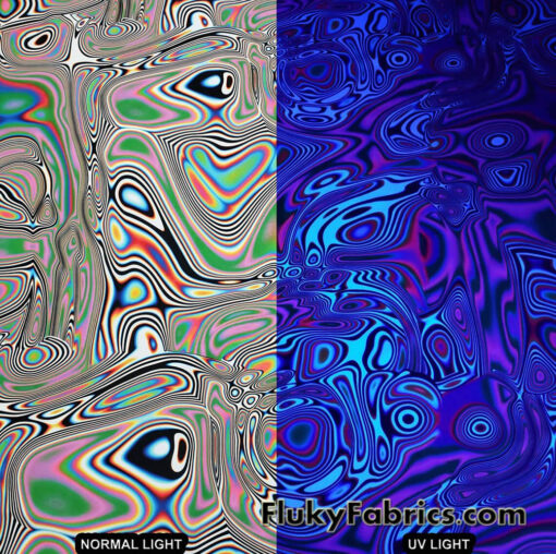 Psychedelic Oily Swirls Abstract Print Nylon Spandex Fabric