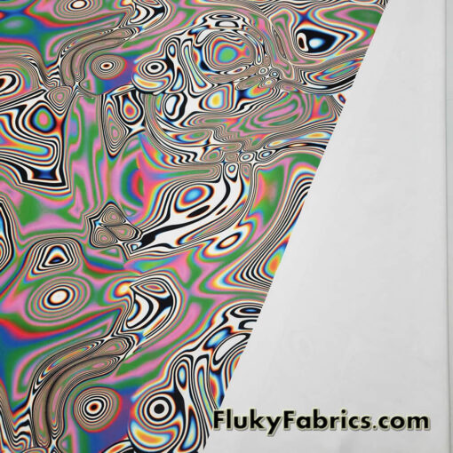 Psychedelic Oily Swirls Abstract Print Nylon Spandex Fabric