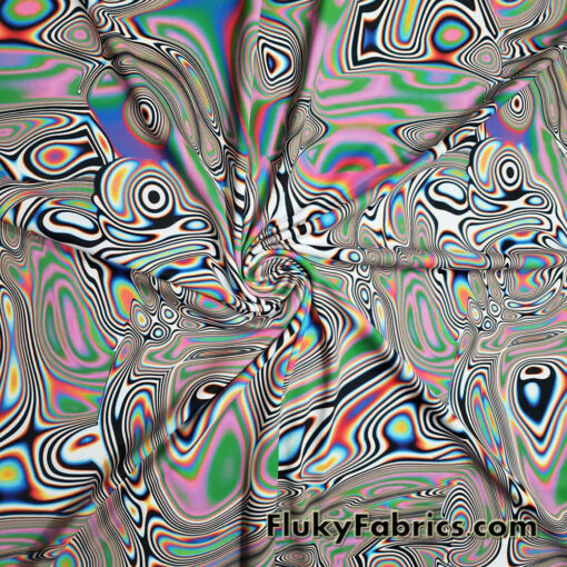 Psychedelic Oily Swirls Abstract Print Nylon Spandex Fabric