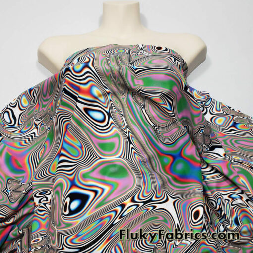 Psychedelic Oily Swirls Abstract Print Nylon Spandex Fabric