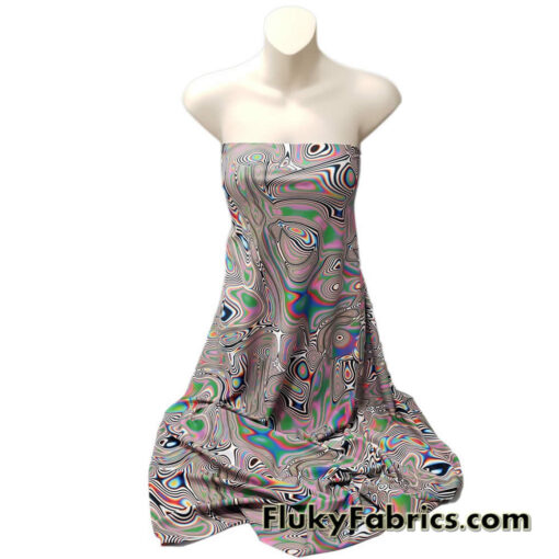 Psychedelic Oily Swirls Abstract Print Nylon Spandex Fabric
