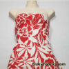 Red and White Silhouette Abstract Floral Print Nylon Spandex Fabric