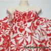 Red and White Silhouette Abstract Floral Print Nylon Spandex Fabric