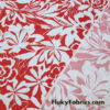 Red and White Silhouette Abstract Floral Print Nylon Spandex Fabric