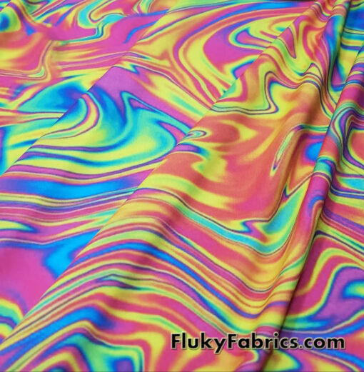 Bright Psychedelic Abstract Print Swimsuit 4-Way Stretch Nylon Spandex Fabric