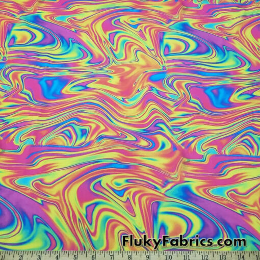 Bright Psychedelic Abstract Print Swimsuit 4-Way Stretch Nylon Spandex Fabric