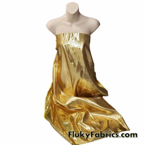 Pale Yellow/Gold Japanese Metallic Lame Fabric 40″ Wide Non-Stretch