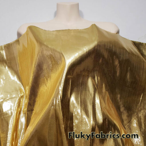 Pale Yellow/Gold Japanese Metallic Lame Fabric 40″ Wide Non-Stretch