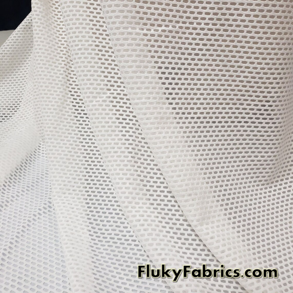 White Sport/Active Mesh 4-Way Stretch Sheer Poly Spandex Fabric