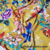 Assorted Painted Flowers Mix on Mustardy Yellow Nylon Spandex