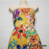 Assorted Painted Flowers Mix on Mustardy Yellow Nylon Spandex