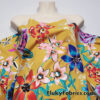 Assorted Painted Flowers Mix on Mustardy Yellow Nylon Spandex