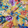 Assorted Painted Flowers Mix on Mustardy Yellow Nylon Spandex