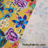 Assorted Painted Flowers Mix on Mustardy Yellow Nylon Spandex