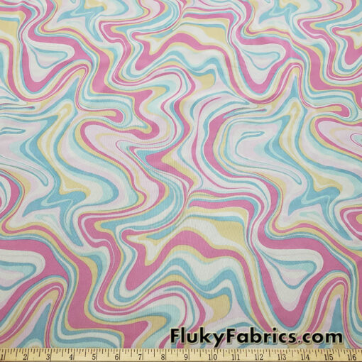 Lava Marble Print Nylon Spandex 4-Way Stretch Power Mesh Fabric