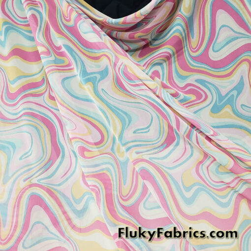 Lava Marble Print Nylon Spandex 4-Way Stretch Power Mesh Fabric