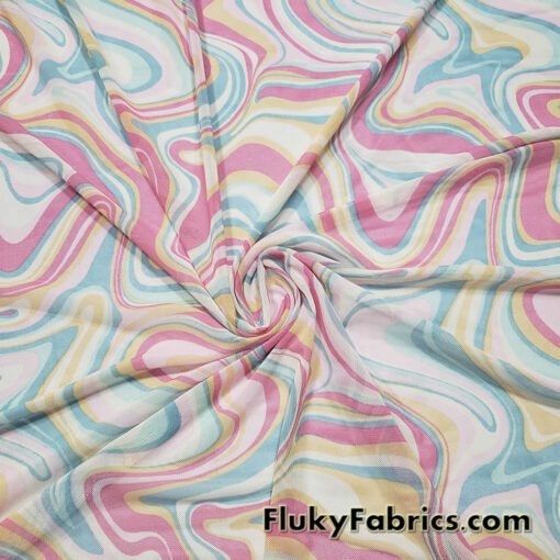 Lava Marble Print Nylon Spandex 4-Way Stretch Power Mesh Fabric