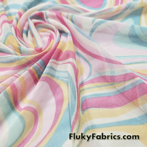 Lava Marble Print Nylon Spandex 4-Way Stretch Power Mesh Fabric