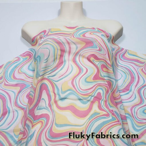 Lava Marble Print Nylon Spandex 4-Way Stretch Power Mesh Fabric