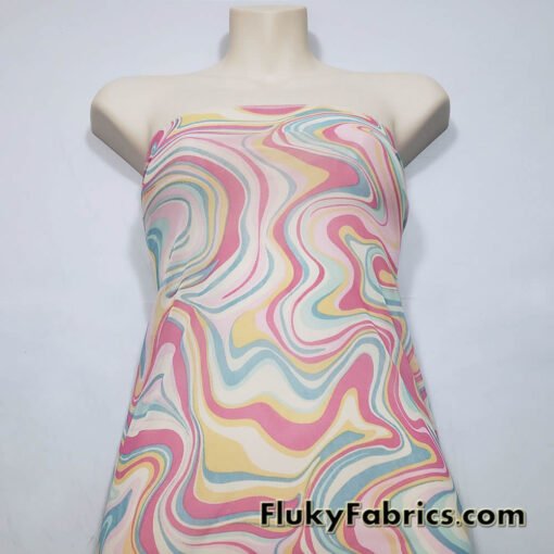 Lava Marble Print Nylon Spandex 4-Way Stretch Power Mesh Fabric