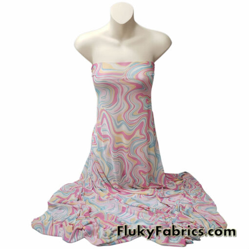 Lava Marble Print Nylon Spandex 4-Way Stretch Power Mesh Fabric
