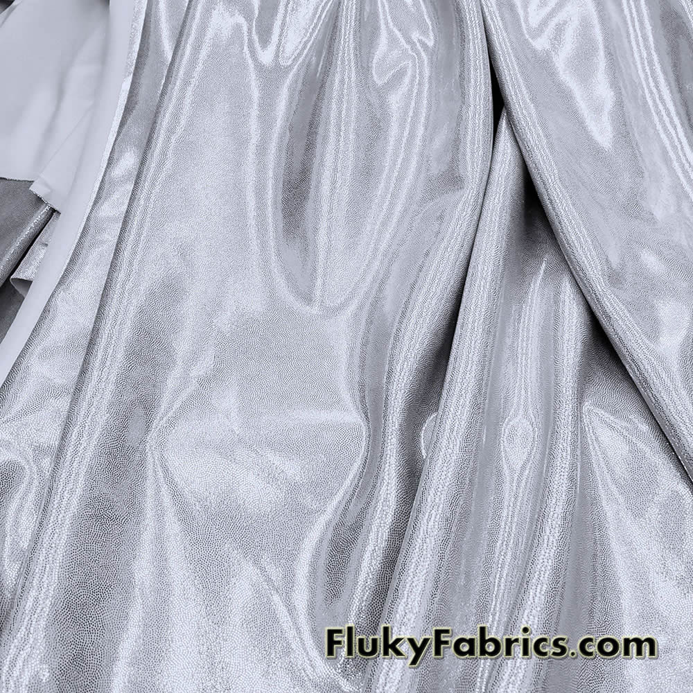 Silver Shiny Mystique 4-Way Stretch Spandex Fabric by The Yard 