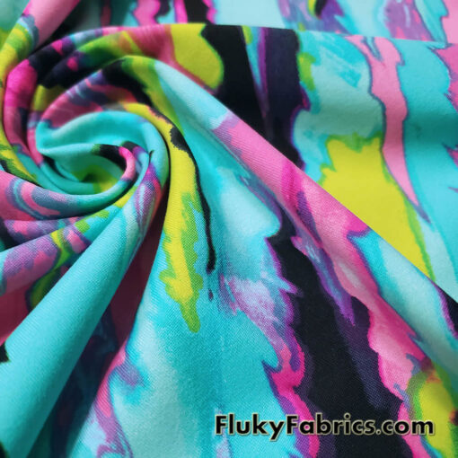 Vibrant Abstract Print Nylon Spandex Fabric