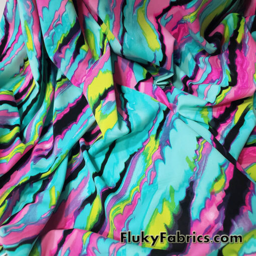 Vibrant Abstract Print Nylon Spandex Fabric