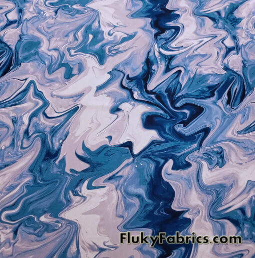Blue Marble Mesh / Oily Water Print / Lava Design 4-Way Stretch Power Mesh Fabric