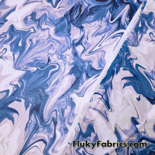 Blue Marble Mesh / Oily Water Print / Lava Design 4-Way Stretch Power Mesh Fabric