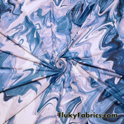 Blue Marble Mesh / Oily Water Print / Lava Design 4-Way Stretch Power Mesh Fabric