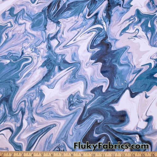 Blue Marble Mesh / Oily Water Print / Lava Design 4-Way Stretch Power Mesh Fabric