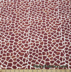 Brownish Red and Ivory Faux Giraffe Fur 4-Way Stretch Fabric