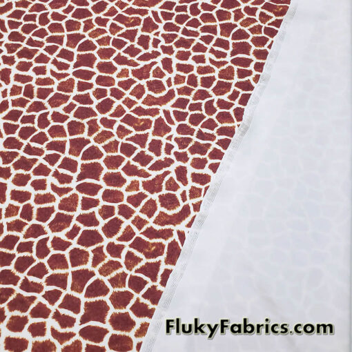 Brownish Red and Ivory Faux Giraffe Fur 4-Way Stretch Fabric