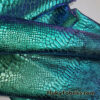 Deep Sea Green Metallic Exotic Two Tone Dragon Scales on Hunter Green Crushed Ice Velvet Fabric