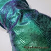 Deep Sea Green Metallic Exotic Two Tone Dragon Scales on Hunter Green Crushed Ice Velvet Fabric